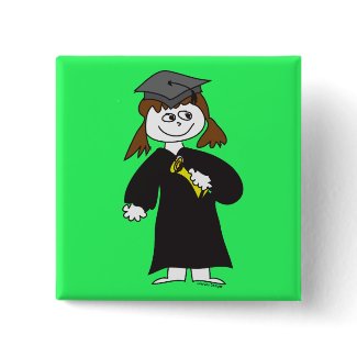 Graduate, Brunette Female button