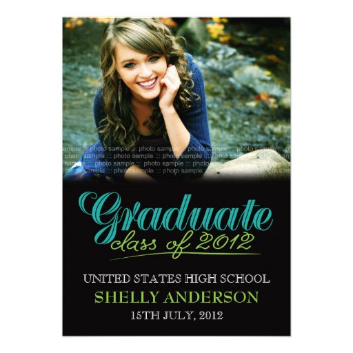 Graduate Class of 2012 Modern Blue Green Invite