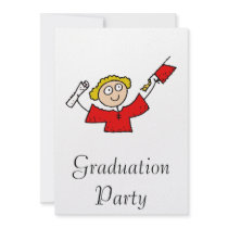 Graduate Girl Cute Red Personalized Announcements