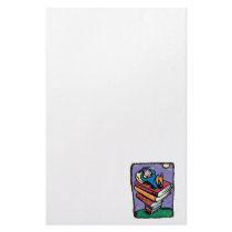 Graduate on stack of books stationery design