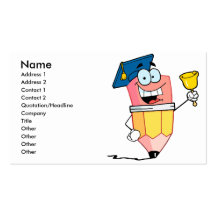 graduate pencil cartoon ringing a bell business cards