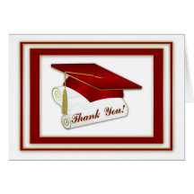 Graduate Red Thank You Greeting Card