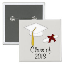 Graduating Class White Cap buttons
