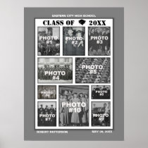 Graduation 10 Photos Collage Poster Gray posters
