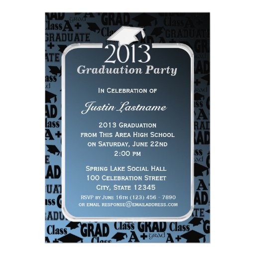 Graduation 2013 Blue Custom Announcements (front side)
