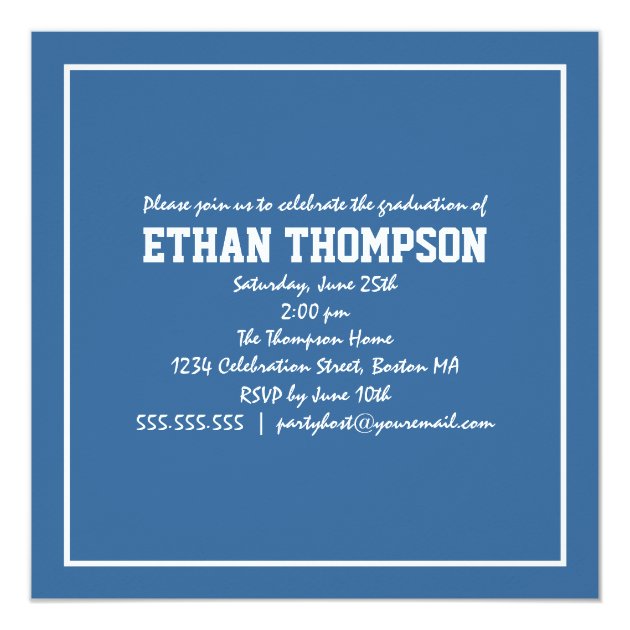 Graduation Announcement 3 Photo Collage in Blue
