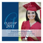 Graduation Announcement Monogram Name Photo Blue