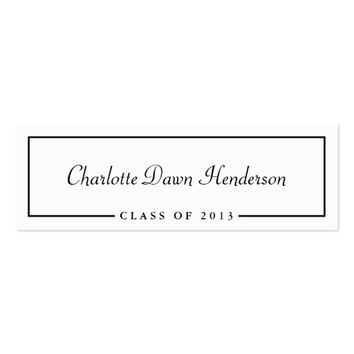 Graduation announcement name card border Class of Business Card Template (front side)