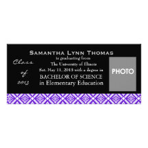 Graduation Announcement or Invitation purple Rack Card Template