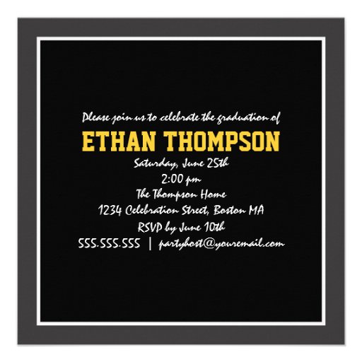 Graduation Announcement with 3 Photos Black Gold