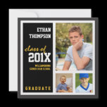 Graduation Announcement with 3 Photos Black Gold