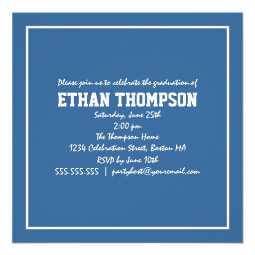 Graduation Announcement with 3 Photos in Blue