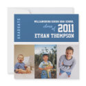 Graduation Announcement with 3 Photos in Blue