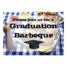 Graduation Barbeque, Burgers on Table Personalized Custom Invitations