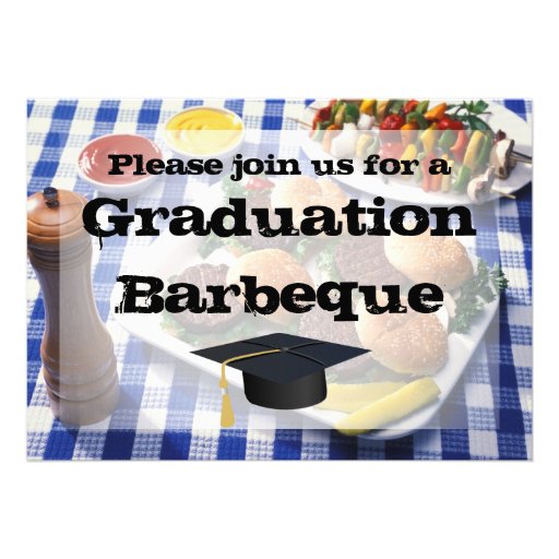 Graduation Barbeque, Burgers on Table Personalized Custom Invitations