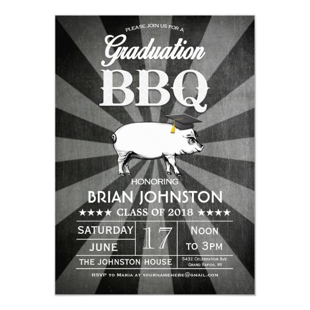 Graduation BBQ Invitations (Chalkboard) (front side)