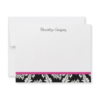 Graduation Black and Pink Damask Thank You Note invitation