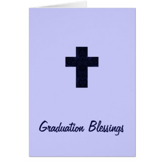 "Graduation Blessings"-Blue 'Stained Glass' Cross Greeting Card