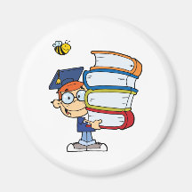 Graduation Boy With Books In Their Hands Fridge Magnet