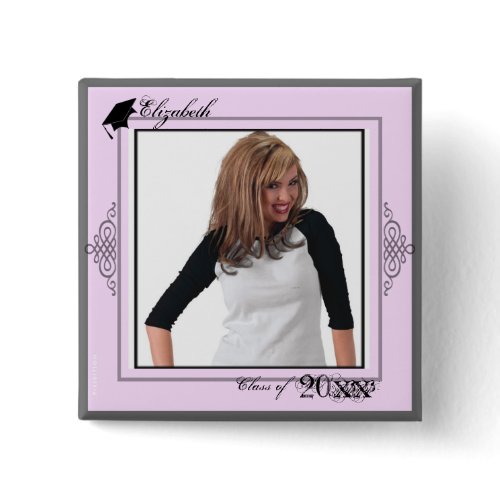 Graduation Button Add Photo 3 Pink zazzle_button
