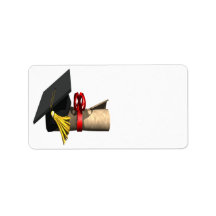 Graduation Cap And Diploma Address Label
