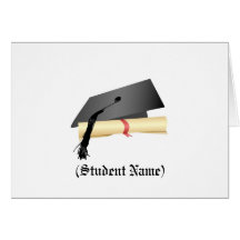 Graduation Cap and Diploma,Personalized Stationery Greeting Card