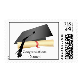Graduation Cap and Diploma Postage Stamp