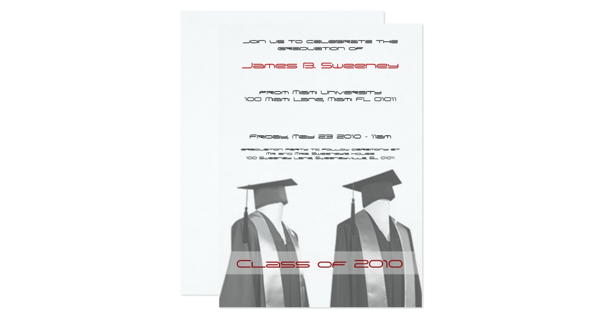 Graduation Cap and Gown Party Invitations Zazzle