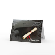 Graduation cap and gown thank you greeting card card
