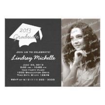 Graduation Cap and Slate Photo Invitation