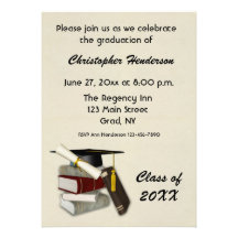 Graduation Cap Books Invitation