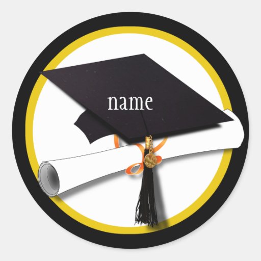 Graduation Cap & Diploma Classic Round Sticker Zazzle