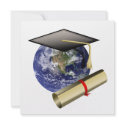 Graduation Cap on Earth with Diploma invitation