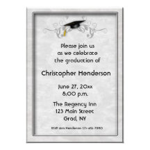 Graduation Cap Scroll Gray Invitation