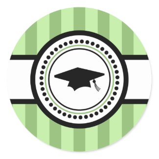 Graduation Cap Stripes Label (Sage Green) sticker