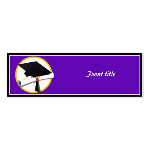 Graduation Cap w/Diploma - Purple Background Business Card Templates (front side)