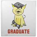 Graduation Cat Lover Cloth Napkins