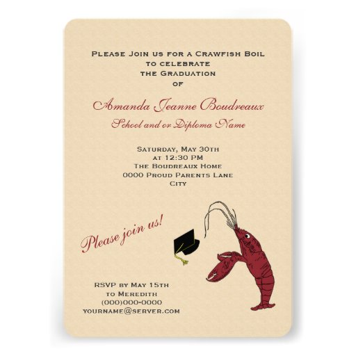 Graduation Celebration Crawfish Boil Party Personalized Invitations