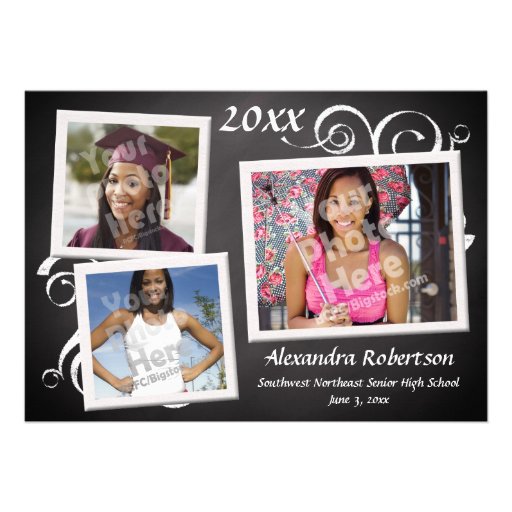 Graduation Chalkboard Photo Frames Personalized Announcement (front side)