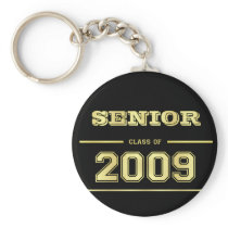 Graduation Class of 2009 Key Ring - Black and Gold Keychain