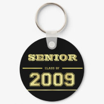 Graduation Class of 2009 Key Ring - Black and Gold keychains