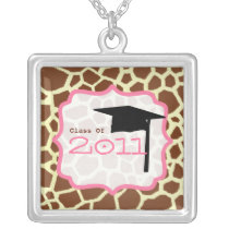 Graduation Class Of 2011 Giraffe Print & Pink Pendants