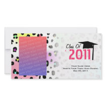 Graduation Class Of 2011 Neon Leopard Print Photo Card Template