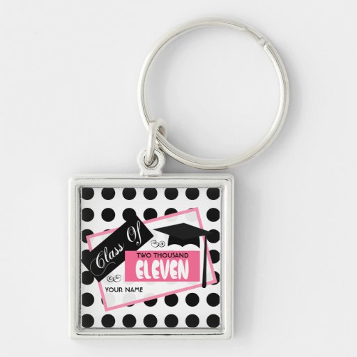 Graduation Class Of 2011 Polka Dot & Pink Key Chain