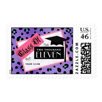 Graduation Class Of 2011 Purple Leopard Print stamp