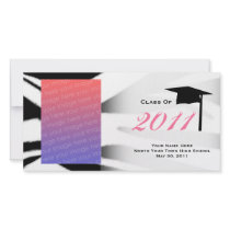 Graduation Class Of 2011 Zebra Print Photocard Customized Photo Card