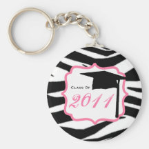 Graduation Class Of 2011 - Zebra Print & Pink Key Chain