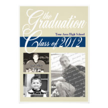 Graduation Class of 2012 Tri Photo Personalized Announcement