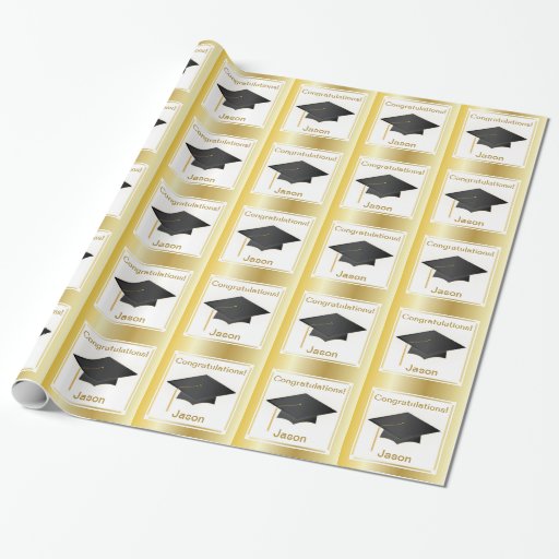 Graduation Congratulations Gold Personalized Wrap Wrapping Paper | Zazzle