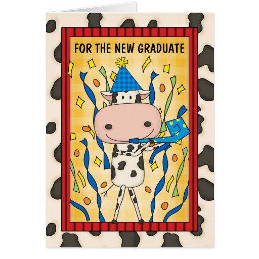 Graduation Congratulations Graduate Cartoon Cow Card | Zazzle